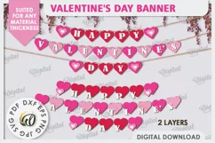 Valentine's Day Banner Laser Cut. Love Banner SVG. Heart SVG Product Image 2