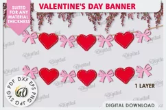 Valentine's Day Banner Laser Cut. Love Banner SVG. Heart SVG Product Image 2