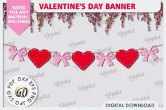 Valentine's Day Banner Laser Cut. Love Banner SVG. Heart SVG Product Image 1