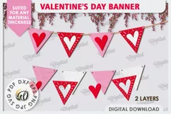 Valentine's Day Banner Laser Cut. Love Banner SVG. Heart SVG Product Image 2