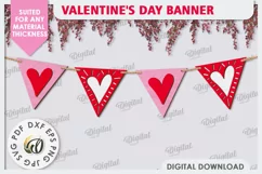Valentine's Day Banner Laser Cut. Love Banner SVG. Heart SVG Product Image 1