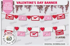 Valentine's Day Banner Laser Cut. Love Banner SVG. Heart SVG Product Image 2