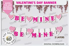 Valentine's Day Banner Laser Cut. Love Banner SVG. Be Mine Product Image 2