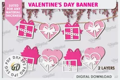 Valentine's Day Banner Laser Cut. Love Banner SVG. Heart SVG Product Image 2