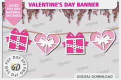 Valentine's Day Banner Laser Cut. Love Banner SVG. Heart SVG Product Image 1
