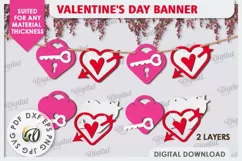 Valentine's Day Banner Laser Cut. Love Banner SVG. Heart SVG Product Image 2