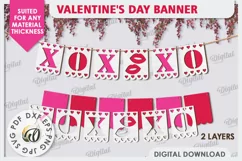 Valentine's Day Banner Laser Cut. Love Banner SVG. Xoxo SVG Product Image 2