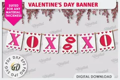 Valentine's Day Banner Laser Cut. Love Banner SVG. Xoxo SVG Product Image 1
