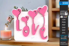 Valentine's Day Bench Sign Laser Cut | Desk Mini Element SVG Product Image 1