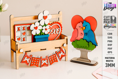 Valentine's Day Bench Sign with Mini Elements Laser Cut|CNC Product Image 1