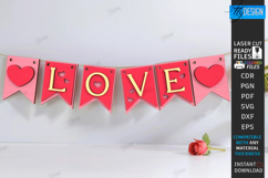 Valentine&#039;s Day Bench Sign Laser Cut | Desk Mini Element SVG Product Image 1
