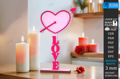 Valentine's Day Bench Sign Laser Cut | Desk Mini Element SVG Product Image 1