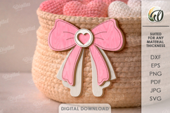 Valentine's Day Bow Laser Cut. Valentine Decor SVG Product Image 1