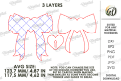 Valentine's Day Bow Laser Cut. Valentine Decor SVG Product Image 2