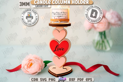 Valentine&#039;s Day Candle Column Holder Laser Cut|Hearts Shapes Product Image 1
