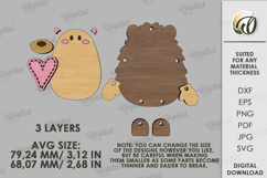 Valentine's Day Character Tag Laser Cut. Hedgehog SVG Product Image 2