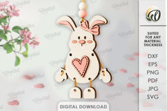 Valentine's Day Character Tag Laser Cut. Bunny SVG Product Image 1