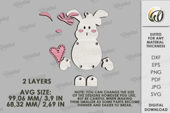 Valentine's Day Character Tag Laser Cut. Bunny SVG Product Image 2