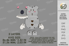 Valentine's Day Character Tag Laser Cut. Bear SVG Product Image 2
