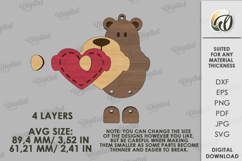 Valentine's Day Character Tag Laser Cut. Bear SVG Product Image 2