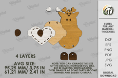 Valentine's Day Character Tag Laser Cut. Giraffe SVG Product Image 2