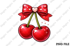 Valentine's Day Cherry Bow PNG Product Image 1