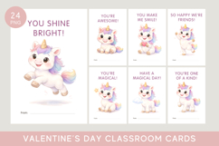 Valentine Classroom Cards Unicorn, card for girl Product Image 1