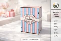Valentine's Day Gift Box Laser Cut. Decorative Box SVG Product Image 1
