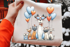 Valentine’s Day Dog and Cats with Heart Balloons Product Image 2