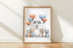 Valentine’s Day Dog and Cats with Heart Balloons Product Image 3