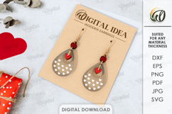Valentine's Day Drop Earrings Laser Cut. Dangle Earrings SVG Product Image 1
