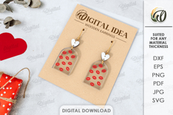 Valentine's Day Drop Earrings Laser Cut. Dangle Earrings SVG Product Image 1