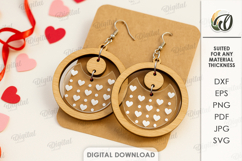 Valentine&#039;s Day Earrings Laser Cut. Drop Earrings SVG Product Image 1