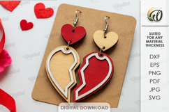 Valentine&#039;s Day Earrings Bundle Laser Cut. Drop Earrings SVG Product Image 7