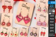 Valentine's Day Earrings Laser Cut Bundle|Hearts Shapes|Love Product Image 1