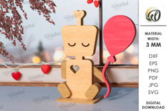 Valentine’s Day Figurine Laser Cut. Stand Decor SVG Product Image 1