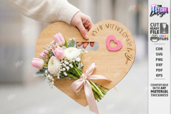 Valentine Flower Holder Card Laser Cut | Bouquet Holder SVG Product Image 1