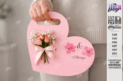 Valentine Flower Holder Card Laser Cut | Bouquet Holder SVG Product Image 1