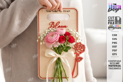 Valentine Flower Holder Card Laser Cut | Bouquet Holder SVG Product Image 1
