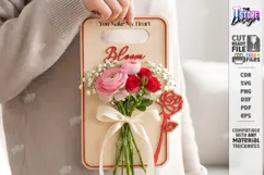 Valentine Flower Holder Card Laser Cut | Bouquet Holder SVG Product Image 1