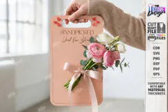 Valentine Flower Holder Card Laser Cut | Bouquet Holder SVG Product Image 1