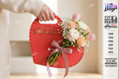 Valentine Flower Holder Card Laser Cut | Bouquet Holder SVG Product Image 1