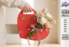 Valentine Flower Holder Card Laser Cut | Bouquet Holder SVG Product Image 1