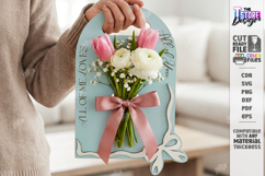 Valentine Flower Holder Card Laser Cut | Bouquet Holder SVG Product Image 1