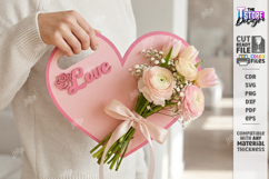 Valentine Flower Holder Card Laser Cut | Bouquet Holder SVG Product Image 1