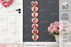 Valentine's Day Front Door Sign Laser Cut. Door Sign SVG Product Image 1