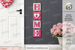 Valentine's Day Front Door Sign Laser Cut. Door Sign SVG Product Image 1