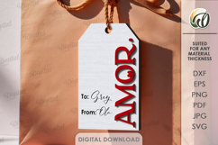 Valentine's Day Gift Tag Laser Cut. Valentine Gift SVG Product Image 1