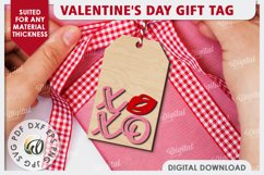 Valentine&#039;s Day Gift Tag Laser Cut Design . XOXO SVG Product Image 1