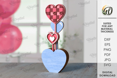 Valentine's Day Heart Decoration Laser Cut. Stand Decor SVG Product Image 1